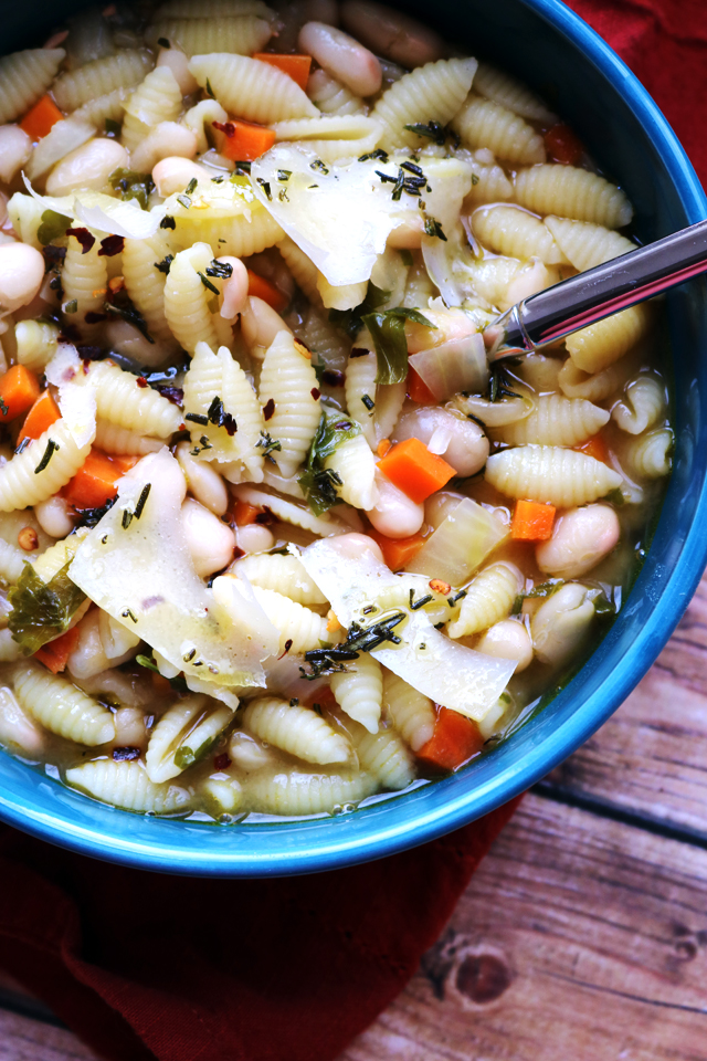 White Bean Soup with Pasta and Rosemary Oil Drizzle - Joanne Eats Well ...