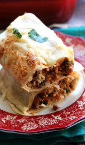 Smoky Pinto Bean and Swiss Chard Baked Vegetarian Burritos