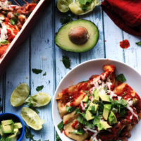 Spinach and Pinto Bean Enchiladas with Cotija Cheese