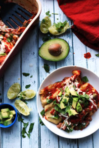 Spinach and Pinto Bean Enchiladas with Cotija Cheese