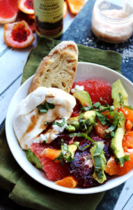 Winter Citrus and Avocado Salad with Burrata and Balsamic Reduction