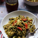 Roasted Spring Vegetable Farro Bowls with Thai Green Curry Pesto