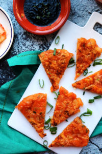 Super Easy Kimchi Pancakes with Soy Dipping Sauce