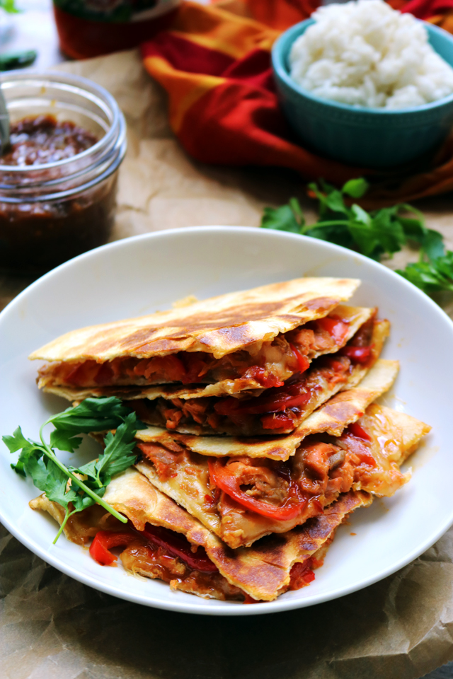 Thai Sweet Chili Salmon and Roasted Red Pepper Quesadillas - Joanne ...