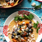 Soft Corn Tacos with Roasted Sweet Potatoes, Poblano Peppers, and Corn