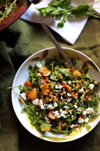 Spiced Israeli Couscous, Rainier Cherry, Apricot, and Goat Cheese Salad
