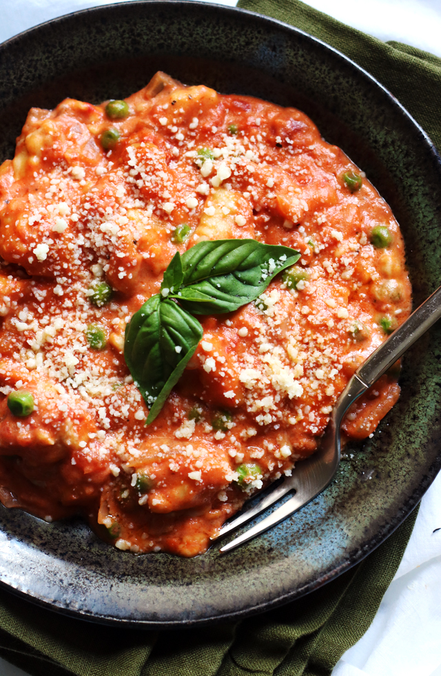 Gnocchi and Peas in Tomato Cream Sauce - Joanne Eats Well With Others