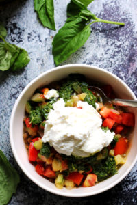 Weeknight Lentil Bowls with Zucchini Ragout and Basil Vinaigrette