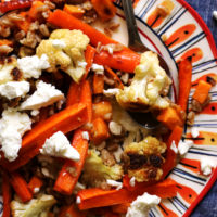 Mustardy Farro Salad with Roasted Root Vegetables and Goat Cheese