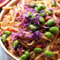 Spicy Peanut Rice Noodle Bowls with Curried Peanut Sauce
