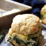 Spring Vegetable Egg Breakfast Sandwiches on Cream Cheese Biscuits