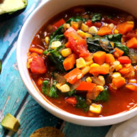 Vegan Sopa Azteca with Red Lentils and Baby Greens