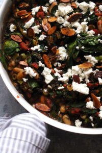 White Bean and Chard Ragout with Spinach and Toasted Almonds