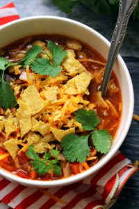 Loaded Pinto Bean and Tortilla Soup