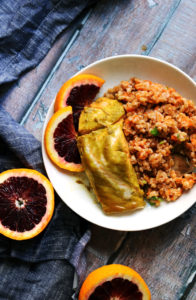 Roasted Salmon with Blood Orange, Smoked Paprika, Ginger and Carrot Farro Pilaf