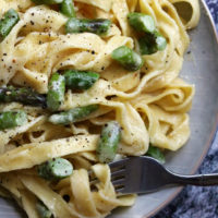 Fettuccine with Asparagus and Parmesan Fonduta