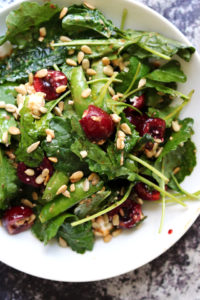 Early Summer Farmer's Market Salad with Cherries, Sugar Snap Peas, and Feta