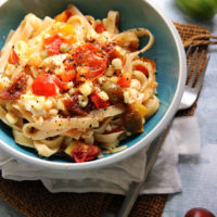 Fresh Summer Corn and Heirloom Tomato Fettuccine