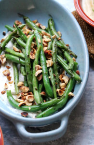 Blistered Green Beans with Creamy Tahini and Fresh Hot Sauce