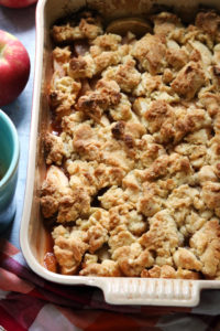 cozy apple bake with double ginger cookie crumble