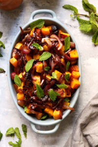 Roasted Winter Squash and Grapes with Maple Pomegranate Glaze