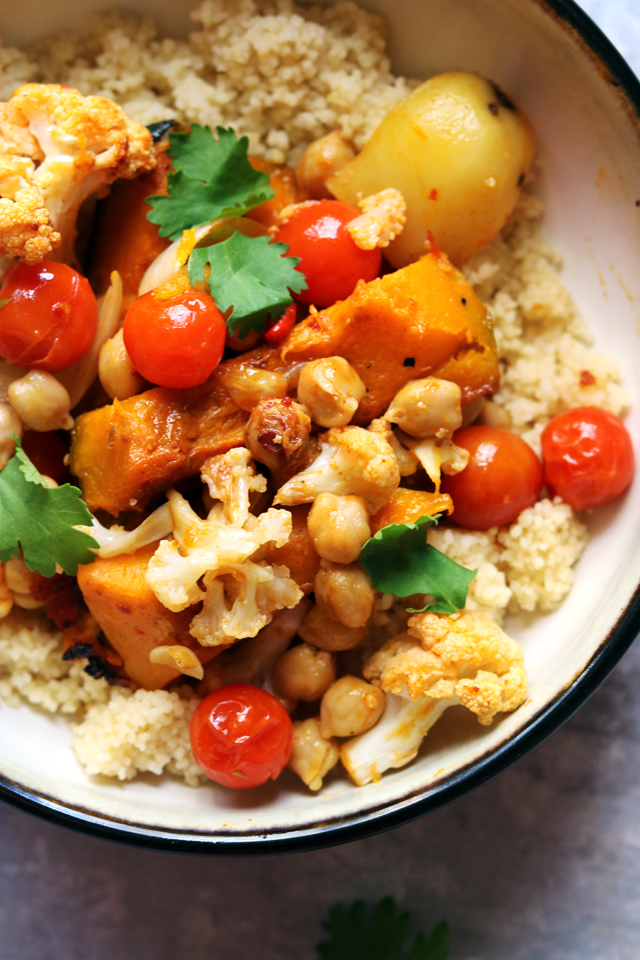 Moroccan Roasted Chickpeas and Vegetables with Couscous - Joanne Eats ...