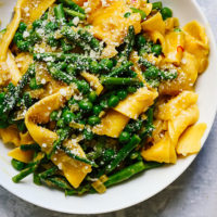 Pappardelle with Asparagus, Peas, and Saffron