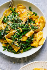 Pappardelle with Asparagus, Peas, and Saffron