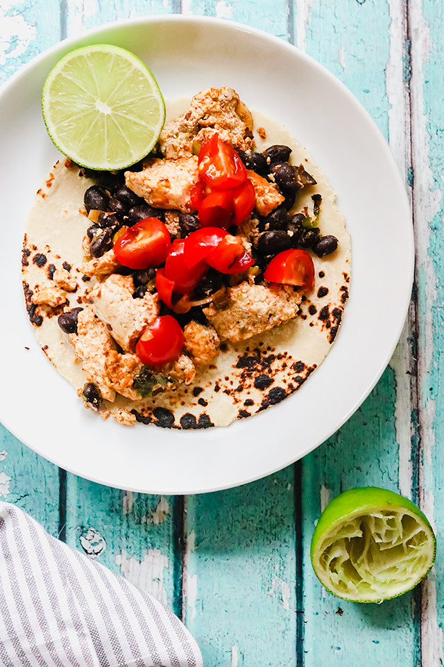 Smoky Black Bean and Tofu Scramble Tacos - Joanne Eats Well With Others