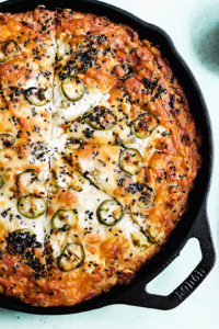 Skillet Cornbread with Cheddar, Feta, and Jalapeno