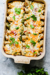 Vegetarian Salsa Verde Bean and Cheese Enchiladas