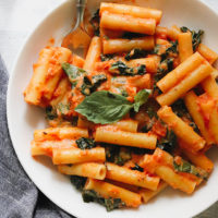 Pasta with Tomato-Basil Cream Sauce