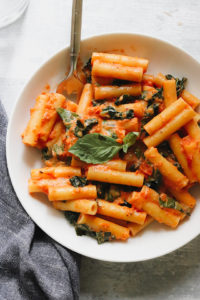 Pasta with Tomato-Basil Cream Sauce