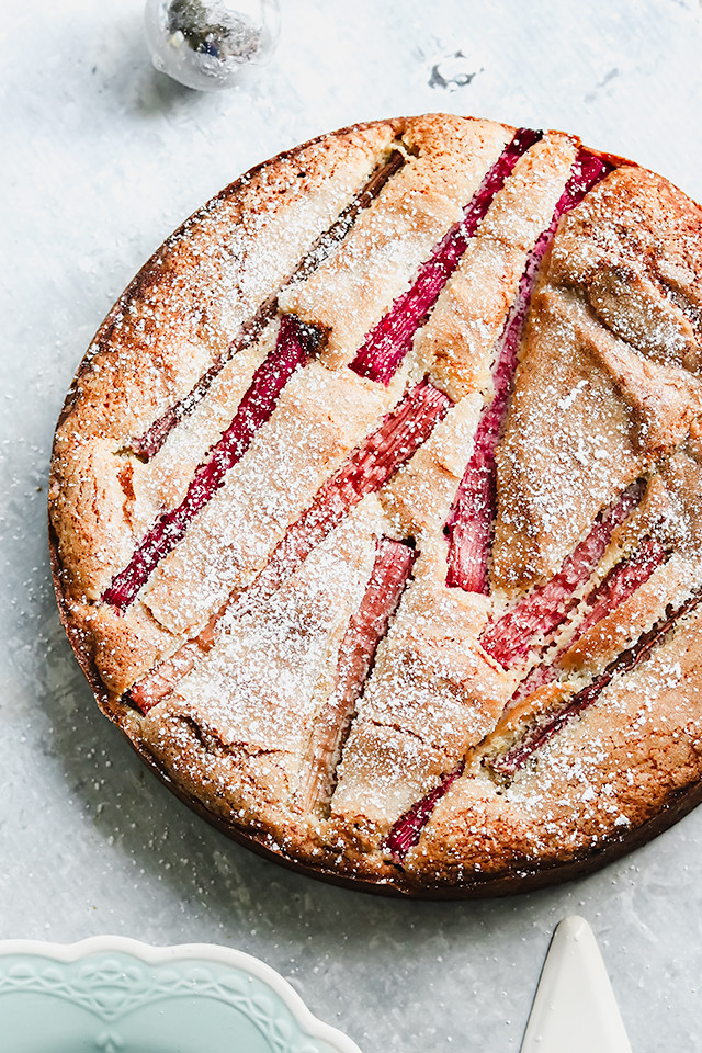 Rhubarb, Rose, and Almond Cake - Joanne Eats Well With Others