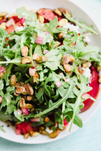 Heirloom Tomato Salad with Watermelon, Feta, and Pistachios