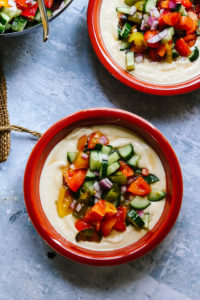 Hummus Soup with Heirloom Tomato Salsa