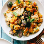 Roasted Delicata Squash and Brussels Sprout Fall-toush Salad