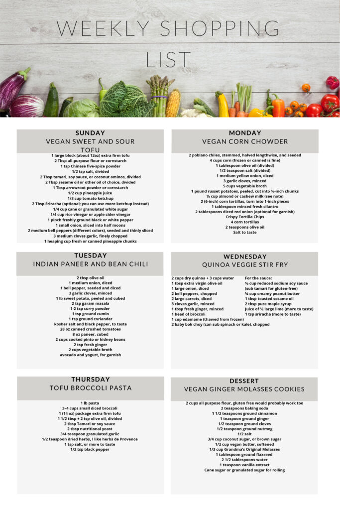 vegetarian meal plan