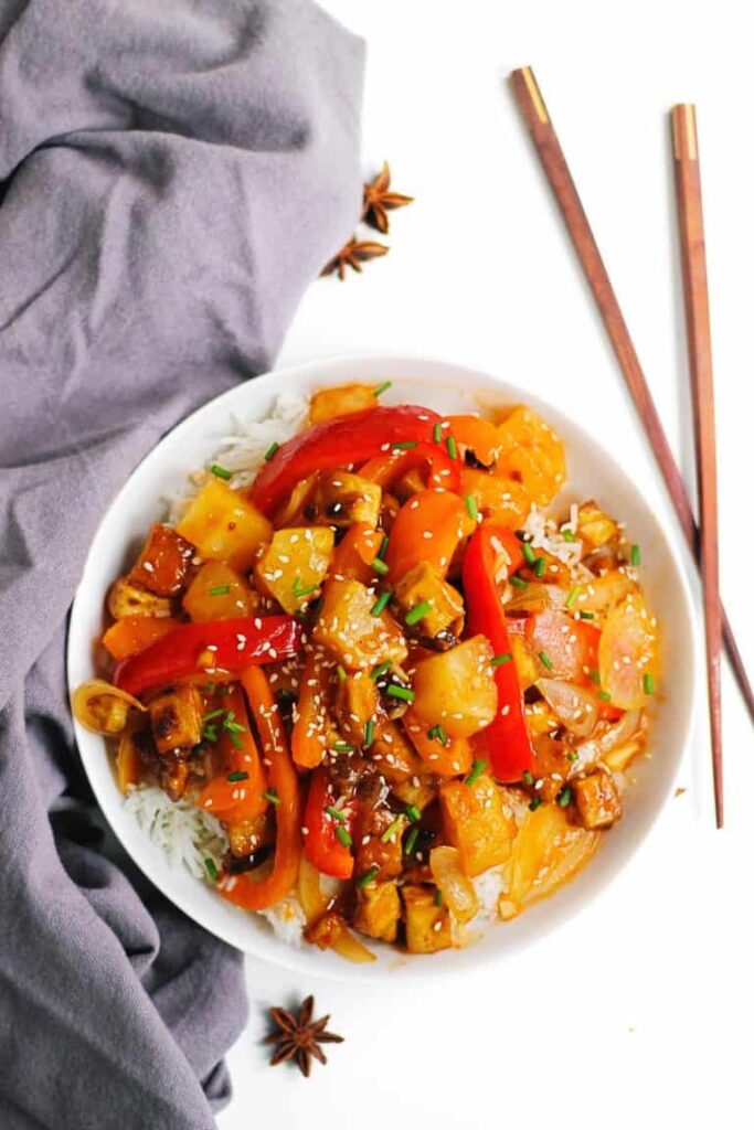 Tofu and Sweet and sour sauce