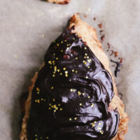 Banana Bread Scones with Chocolate Tahini Frosting