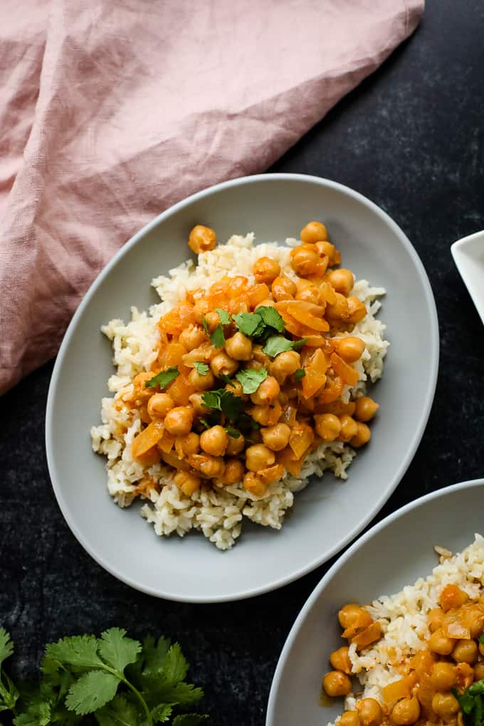Chickpea curry on a plate