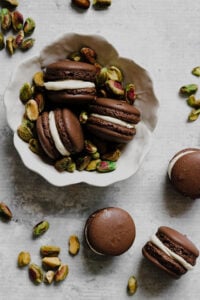 Chocolate Pistachio Macarons