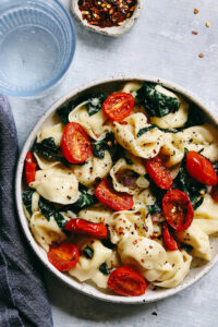 Creamy Mascarpone Tortellini with Roasted Tomatoes and Kale
