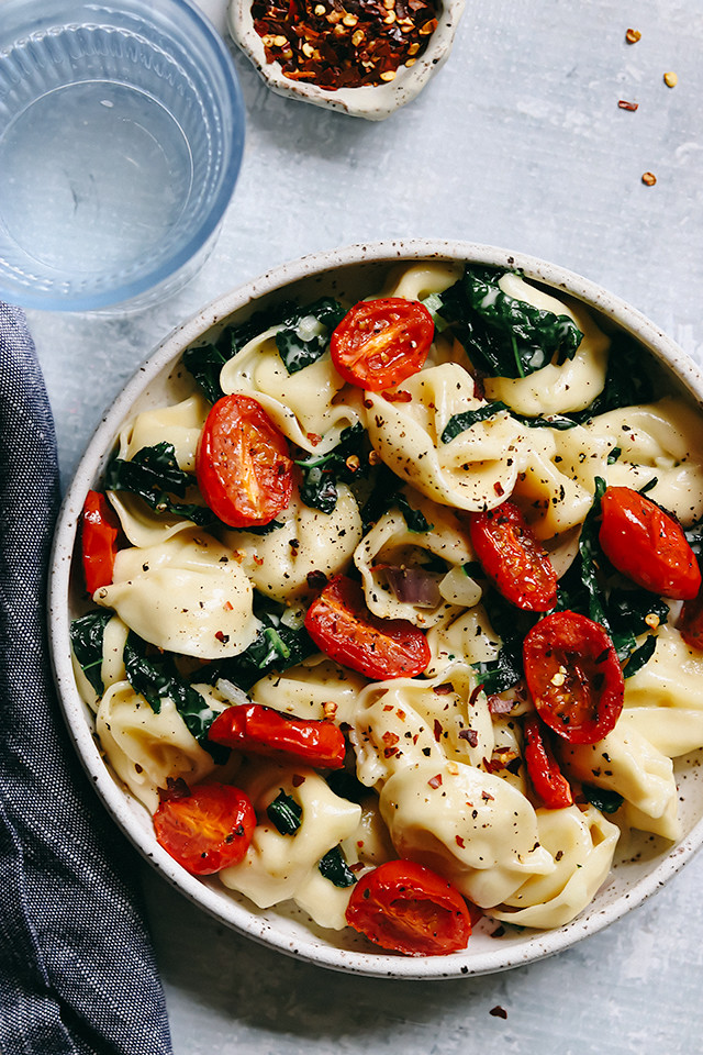 Creamy Mascarpone Tortellini with Roasted Tomatoes and Kale - Joanne ...