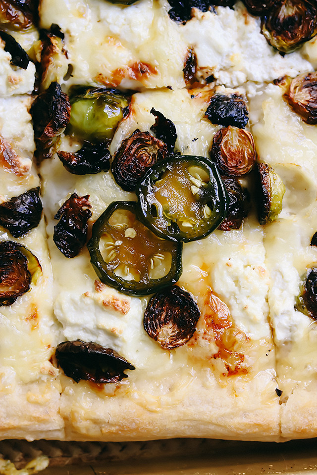 Roasted Brussels Sprout, Ricotta, and Jalapeno Honey Pizza - Joanne ...