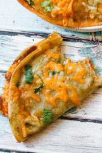 Baked Green Enchilada Bean and Cheese Quesadillas