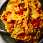 Pappardelle Pasta with Corn, Cherry Tomatoes, and Parmesan