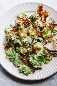 Shaved Brussels Sprout Salad with Crispy Shallots