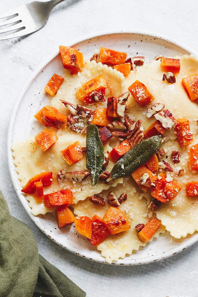 Roasted Butternut Squash Ravioli with Sage Brown Butter and Toasted ...