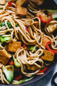 Soy-Braised Tofu and Vegetable Udon Noodle Stir Fry